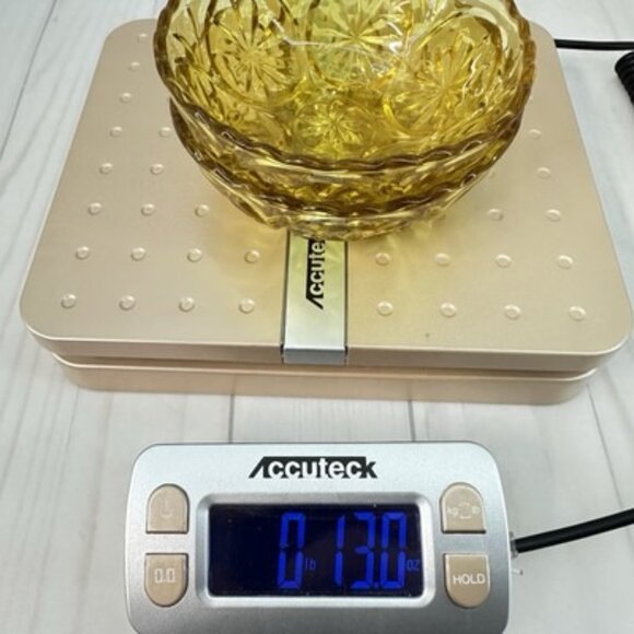 Vintage Amber Pressed Indiana Glass Fruit Bowl 4.25" Starburst Daisy Pattern Set - Picture 8 of 8